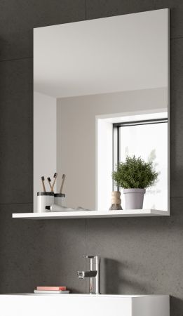 Badezimmer Spiegel Shawn in wei� Badspiegel mit Ablage 60 x 79 cm