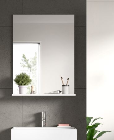 Badezimmer Spiegel Shawn in wei� Badspiegel mit Ablage 60 x 79 cm
