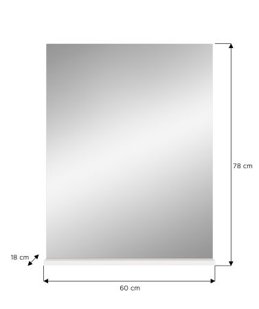 Badezimmer Spiegel Shawn in wei� Badspiegel mit Ablage 60 x 79 cm