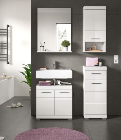 Badezimmer H�ngeschrank Shawn in wei� Hochglanz Badschrank h�ngend 37 x 79 cm