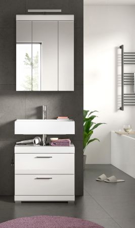 Badezimmer Spiegelschrank Shawn in wei� Hochglanz Badschrank 3-t�rig 60 x 79 cm