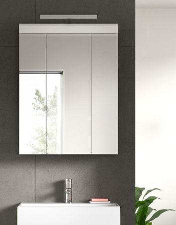 Badezimmer Spiegelschrank Shawn in wei� Hochglanz Badschrank 3-t�rig 60 x 79 cm
