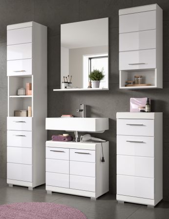 Badm�bel Set 5-teilig Shawn in wei� Hochglanz Badkombination 164 x 191 cm