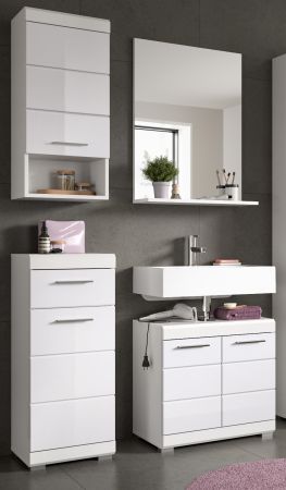 Badm�bel Set 4-teilig Shawn in wei� Hochglanz Badkombination 112 x 191 cm