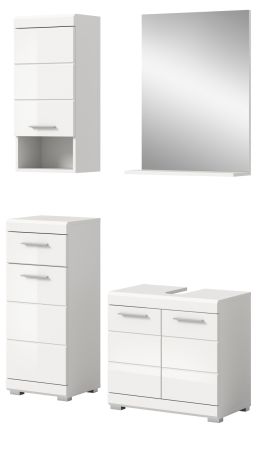 Badm�bel Set 4-teilig Shawn in wei� Hochglanz Badkombination 112 x 191 cm