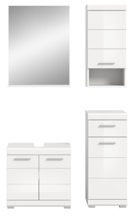 Badm�bel Set 4-teilig Shawn in wei� Hochglanz Badkombination 112 x 191 cm