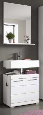 Badm�bel Set 2-teilig Shawn in wei� Hochglanz Badkombination 60 x 191 cm