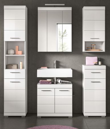 Badm�bel Set 5-teilig Shawn in wei� Hochglanz Badkombination 164 x 191 cm