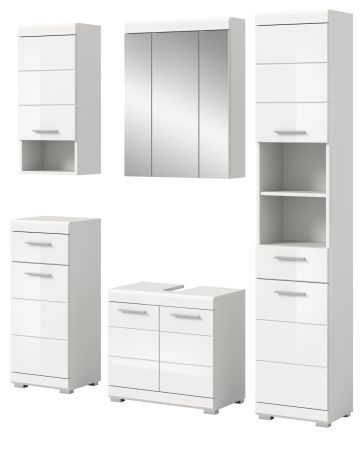 Badm�bel Set 5-teilig Shawn in wei� Hochglanz Badkombination 164 x 191 cm