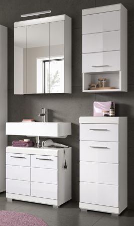 Badm�bel Set 4-teilig Shawn in wei� Hochglanz Badkombination 112 x 191 cm