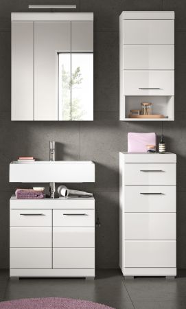 Badm�bel Set 4-teilig Shawn in wei� Hochglanz Badkombination 112 x 191 cm