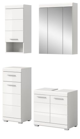 Badm�bel Set 4-teilig Shawn in wei� Hochglanz Badkombination 112 x 191 cm