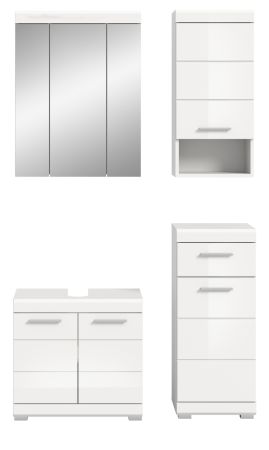 Badm�bel Set 4-teilig Shawn in wei� Hochglanz Badkombination 112 x 191 cm