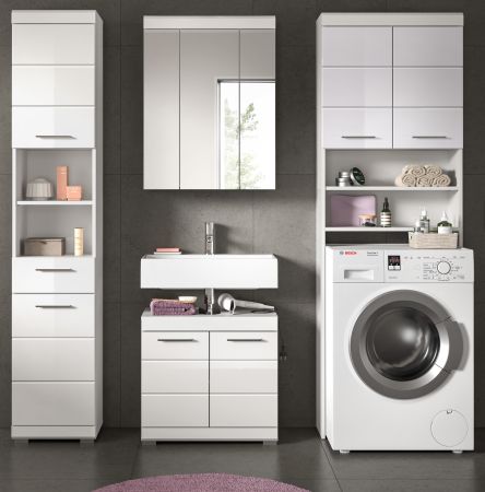 Badm�bel Set 4-teilig Shawn in wei� Hochglanz Badkombination 190 x 191 cm