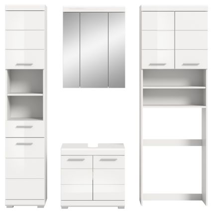 Badm�bel Set 4-teilig Shawn in wei� Hochglanz Badkombination 190 x 191 cm
