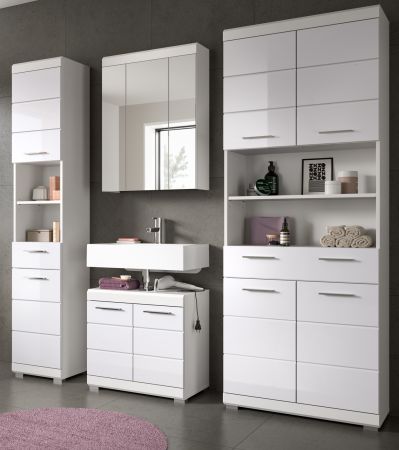Badm�bel Set 4-teilig Shawn in wei� Hochglanz Badkombination 200 x 191 cm