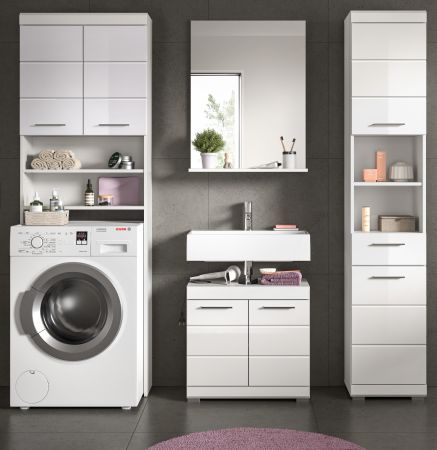 Badm�bel Set 4-teilig Shawn in wei� Hochglanz Badkombination 190 x 191 cm