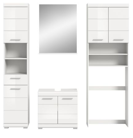 Badm�bel Set 4-teilig Shawn in wei� Hochglanz Badkombination 190 x 191 cm