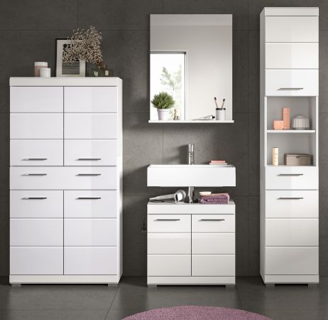 Badm�bel Set 4-teilig Shawn in wei� Hochglanz Badkombination 200 x 191 cm
