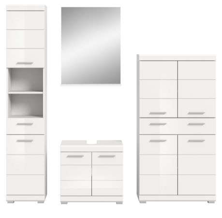 Badm�bel Set 4-teilig Shawn in wei� Hochglanz Badkombination 200 x 191 cm