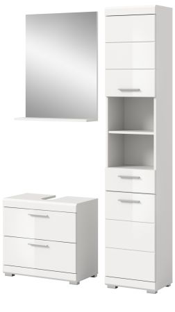 Badm�bel Set 3-teilig Shawn in wei� Hochglanz Badkombination 112 x 191 cm