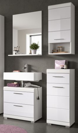 Badm�bel Set 4-teilig Shawn in wei� Hochglanz Badkombination 112 x 191 cm