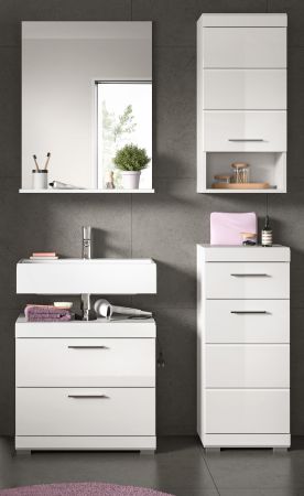 Badm�bel Set 4-teilig Shawn in wei� Hochglanz Badkombination 112 x 191 cm