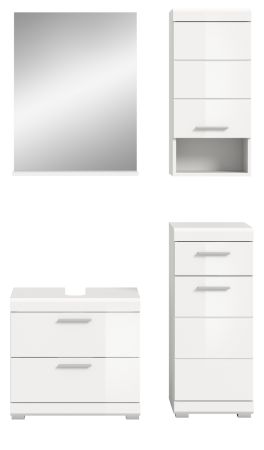 Badm�bel Set 4-teilig Shawn in wei� Hochglanz Badkombination 112 x 191 cm