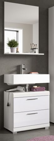 Badm�bel Set 2-teilig Shawn in wei� Hochglanz Badkombination 60 x 191 cm