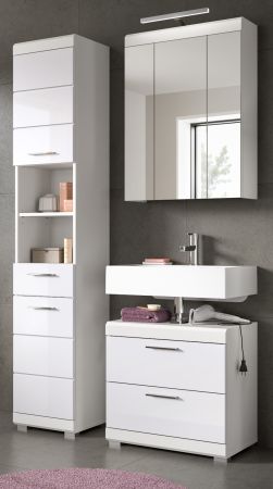 Badm�bel Set 3-teilig Shawn in wei� Hochglanz Badkombination 112 x 191 cm