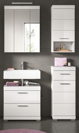 Badm�bel Set 4-teilig Shawn in wei� Hochglanz Badkombination 112 x 191 cm