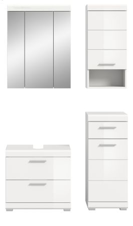 Badm�bel Set 4-teilig Shawn in wei� Hochglanz Badkombination 112 x 191 cm