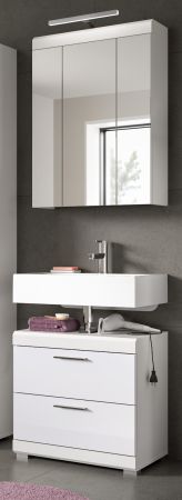 Badm�bel Set 2-teilig Shawn in wei� Hochglanz Badkombination 60 x 191 cm