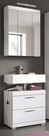 Badm�bel Set 2-teilig Shawn in wei� Hochglanz Badkombination 60 x 191 cm
