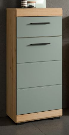 Badezimmer Kommode Shawn in Salbei gr�n und Artisan Eiche Badschrank 37 x 88 cm