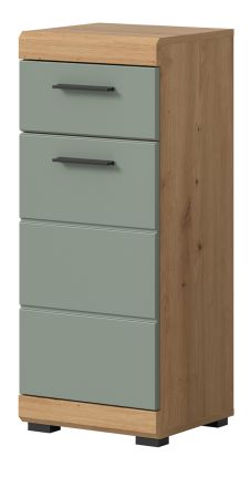 Badezimmer Kommode Shawn in Salbei gr�n und Artisan Eiche Badschrank 37 x 88 cm