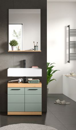 Badezimmer Spiegel Shawn in Artisan Eiche Badspiegel mit Ablage 60 x 79 cm