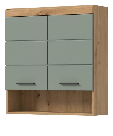 Badezimmer H�ngeschrank Shawn in Salbei und Artisan Eiche Badschrank h�ngend 74 x 79 cm