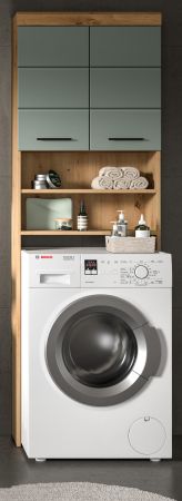Waschmaschinenschrank Shawn in Salbei und Artisan Eiche Waschmaschinen �berbau 63 x 191 cm