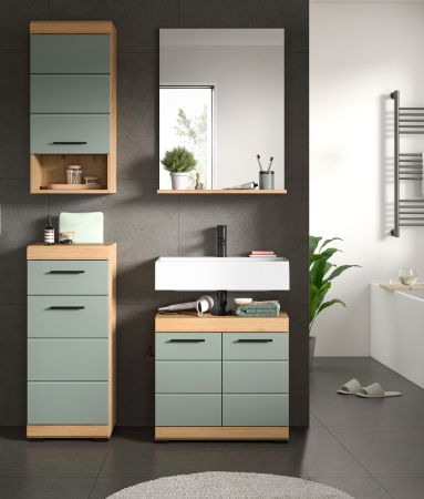 Badm�bel Set 4-teilig Shawn in Salbei und Artisan Eiche Badkombination 112 x 191 cm