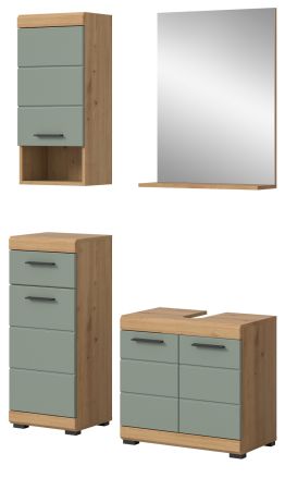 Badm�bel Set 4-teilig Shawn in Salbei und Artisan Eiche Badkombination 112 x 191 cm