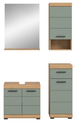 Badm�bel Set 4-teilig Shawn in Salbei und Artisan Eiche Badkombination 112 x 191 cm