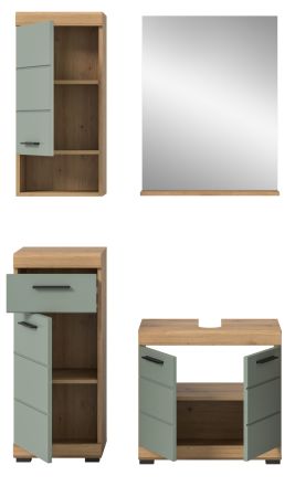 Badm�bel Set 4-teilig Shawn in Salbei und Artisan Eiche Badkombination 112 x 191 cm
