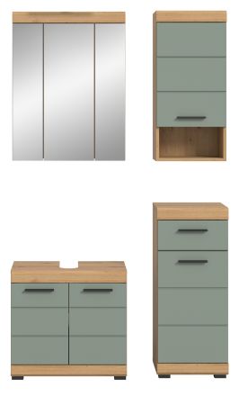 Badm�bel Set 4-teilig Shawn in Salbei und Artisan Eiche Badkombination 112 x 191 cm