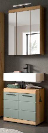 Badm�bel Set 2-teilig Shawn in Salbei und Artisan Eiche Badkombination 60 x 191 cm