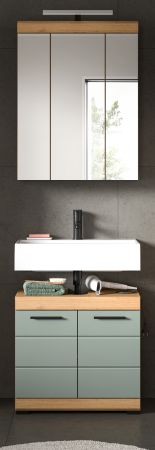 Badm�bel Set 2-teilig Shawn in Salbei und Artisan Eiche Badkombination 60 x 191 cm