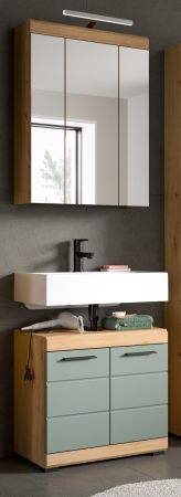 Badm�bel Set 2-teilig Shawn in Salbei und Artisan Eiche Badkombination 60 x 191 cm