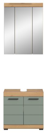 Badm�bel Set 2-teilig Shawn in Salbei und Artisan Eiche Badkombination 60 x 191 cm