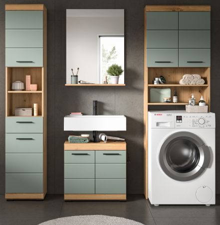 Badm�bel Set 4-teilig Shawn in Salbei und Artisan Eiche Badkombination 190 x 191 cm