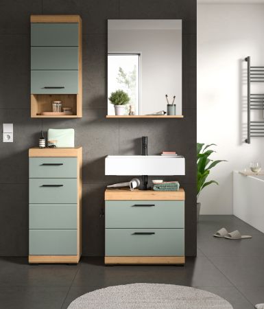 Badm�bel Set 4-teilig Shawn in Salbei und Artisan Eiche Badkombination 112 x 191 cm